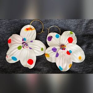 Colorful Polka Dot Flower Earrings